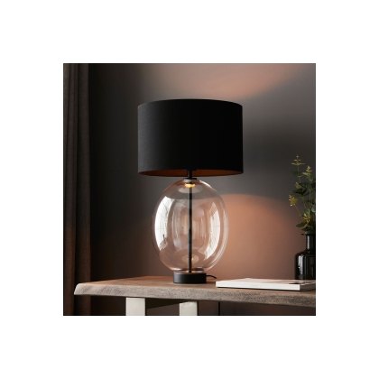 Gallery Direct Kelda Oval Table Lamp Clear Glass Black