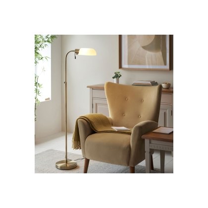 Gallery Direct Pharmacy 1 Floor Lamp Antique Brass Opal Glass