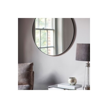 Gallery Direct Bowie Round Mirror Black 800x800mm Gallery Direct Bowie Round Mirror Black 800x800mm
