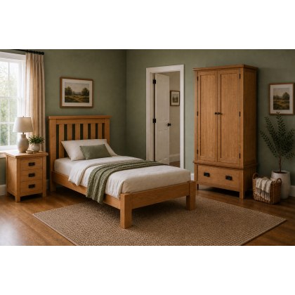 Salisbury Waxed Premium Oak Single 3'0 Low Bed Frame