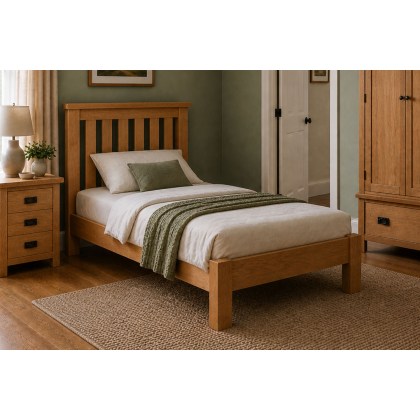 Salisbury Waxed Premium Oak Single 3'0 Low Bed Frame