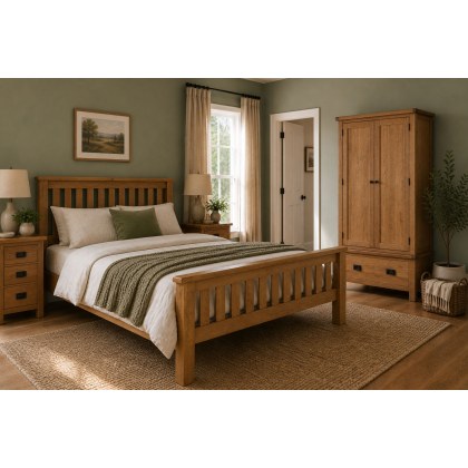 Salisbury Waxed Premium Oak Slatted Bed Frame