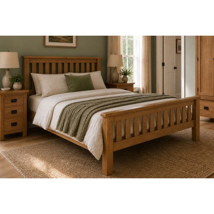 Salisbury Waxed Premium Oak Slatted Bed Frame