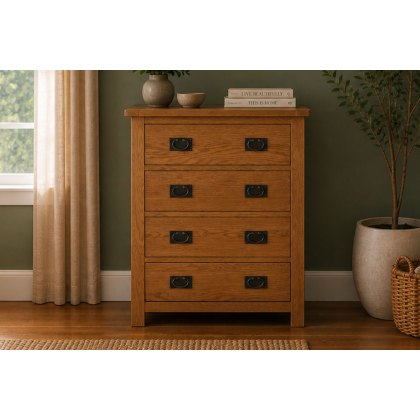Salisbury Waxed Premium Oak 4 Drawer Chest Of Drawers