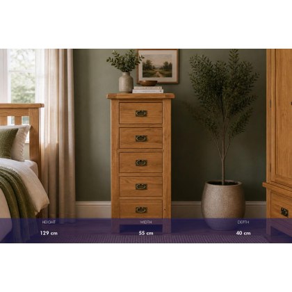 Salisbury Waxed Premium Oak Tallboy Chest Of Drawers