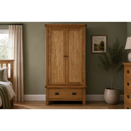 Salisbury Waxed Premium Oak Gents Wardrobe
