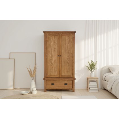 Salisbury Waxed Premium Oak Gents Wardrobe