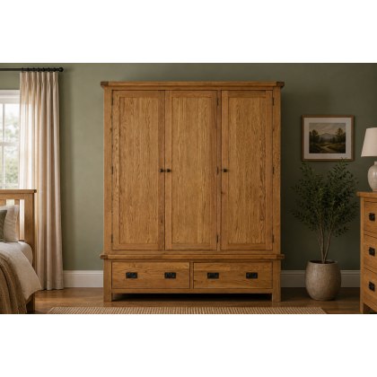 Salisbury Waxed Premium Oak Triple Wardrobe