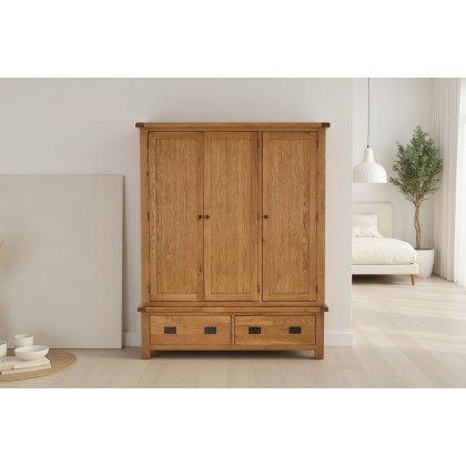 Salisbury Waxed Premium Oak Triple Wardrobe