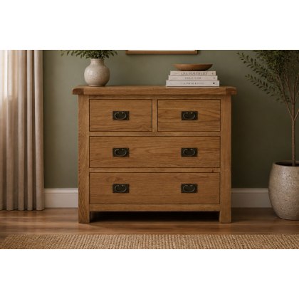 Salisbury Waxed Premium Oak 2 Over 2 Chest Of Drawers