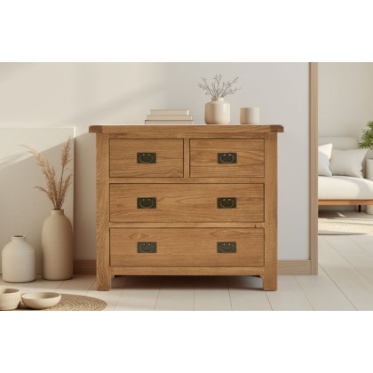 Salisbury Waxed Premium Oak 2 Over 2 Chest Of Drawers
