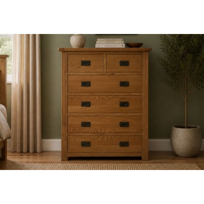 Salisbury Waxed Premium Oak 2 Over 4 Chest Of Drawers