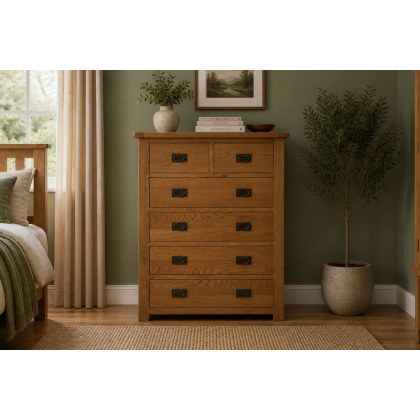 Salisbury Waxed Premium Oak 2 Over 4 Chest Of Drawers