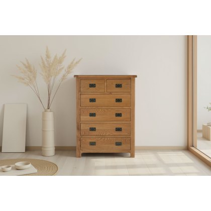 Salisbury Waxed Premium Oak 2 Over 4 Chest Of Drawers