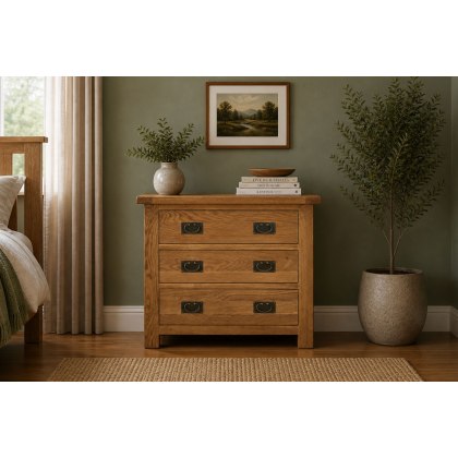 Salisbury Waxed Premium Oak 3 Drawer Chest Of Drawers