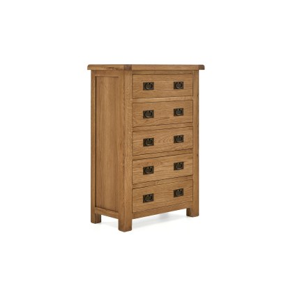 Salisbury Waxed Premium Oak 5 Drawer Chest Of Drawers