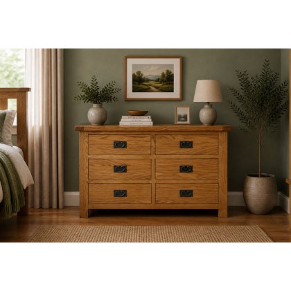 Salisbury Waxed Premium Oak 6 Drawer Chest Of Drawers
