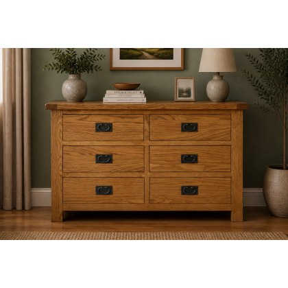 Salisbury Waxed Premium Oak 6 Drawer Chest Of Drawers