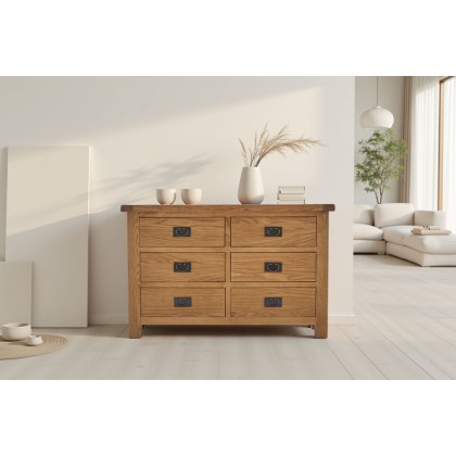 Salisbury Waxed Premium Oak 6 Drawer Chest Of Drawers