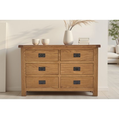 Salisbury Waxed Premium Oak 6 Drawer Chest Of Drawers