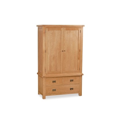Salisbury Waxed Premium Oak Gents 3 Drawer Wardrobe