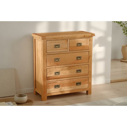 Salisbury Waxed Premium Oak 2 Over 3 Chest Of Drawers
