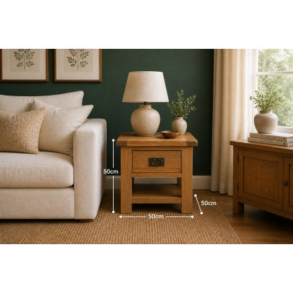 Salisbury Waxed Premium Oak Lamp Table With Drawer