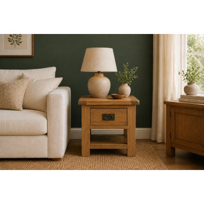 Salisbury Waxed Premium Oak Lamp Table With Drawer