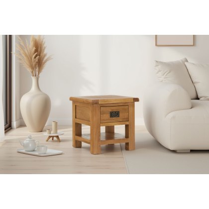 Salisbury Waxed Premium Oak Lamp Table With Drawer
