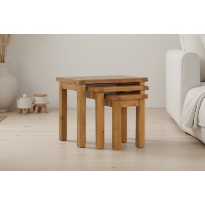 Salisbury Waxed Premium Oak Nest Of Tables - Self Assembly
