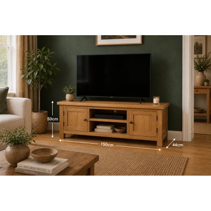 Salisbury Waxed Premium Oak Extra Large Media Stand