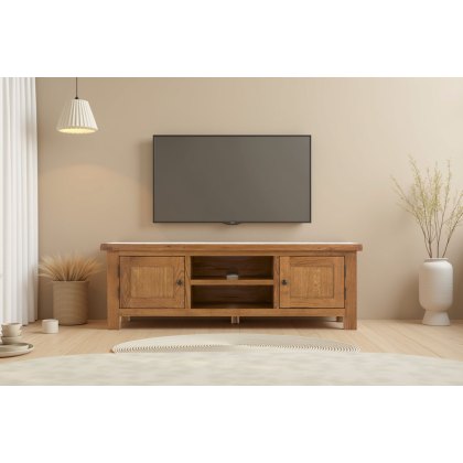 Salisbury Waxed Premium Oak Extra Large Media Stand