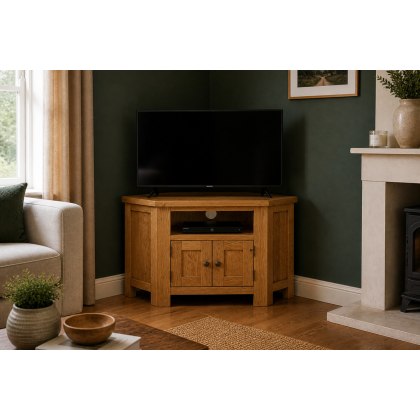 Salisbury Waxed Premium Oak Corner Tv Unit