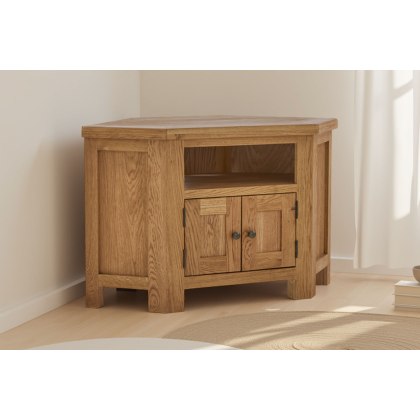 Salisbury Waxed Premium Oak Corner Tv Unit