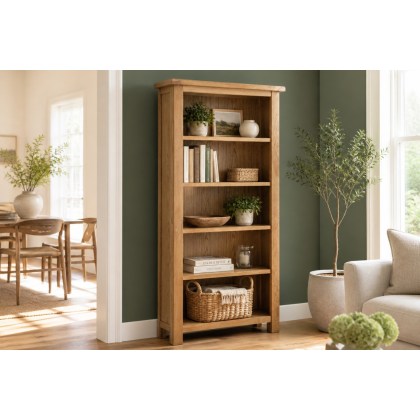 Salisbury Waxed Premium Oak Large Bookcase - Self Assembly