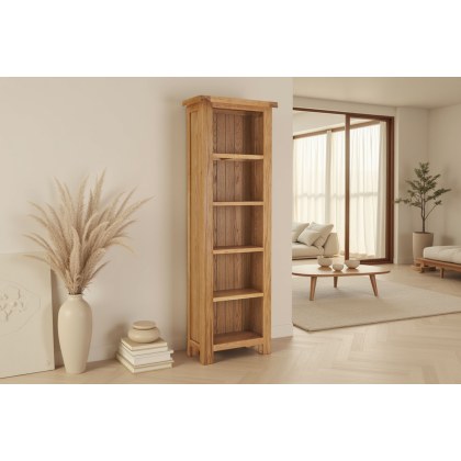 Salisbury Waxed Premium Oak Slim Bookcase - Self Assembly