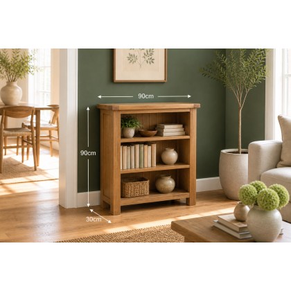 Salisbury Waxed Premium Oak Low Bookcase - Self Assembly