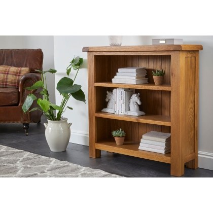 Salisbury Waxed Premium Oak Low Bookcase - Self Assembly