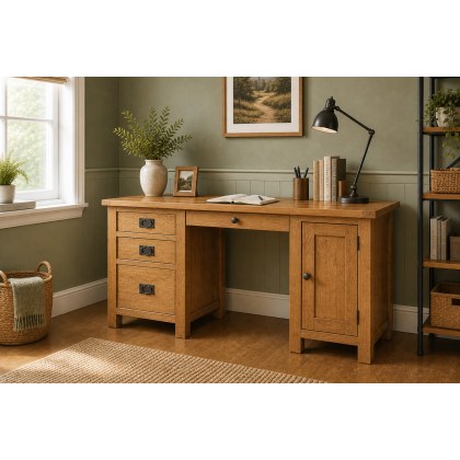 Salisbury Waxed Premium Oak Double Desk