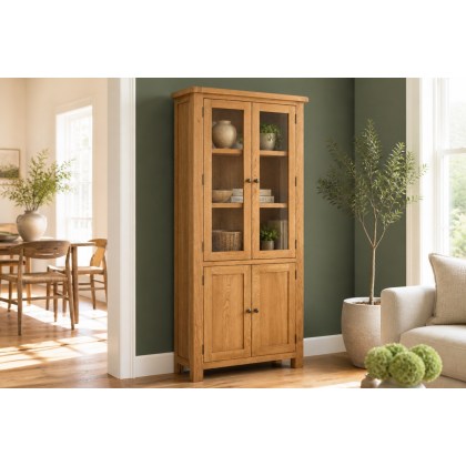 Salisbury Waxed Premium Oak Display Cabinet