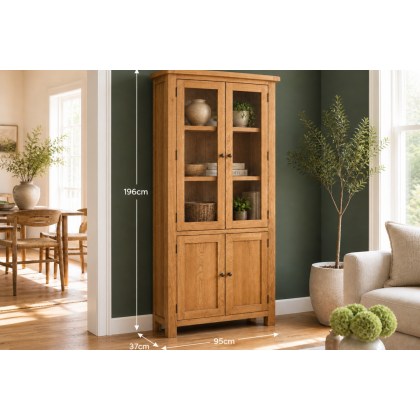 Salisbury Waxed Premium Oak Display Cabinet