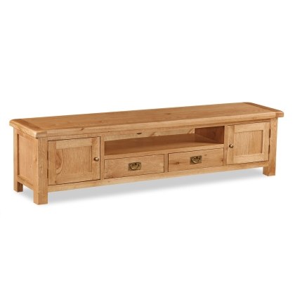 Salisbury Waxed Premium Oak Extra Large Low Line Media Tv Stand