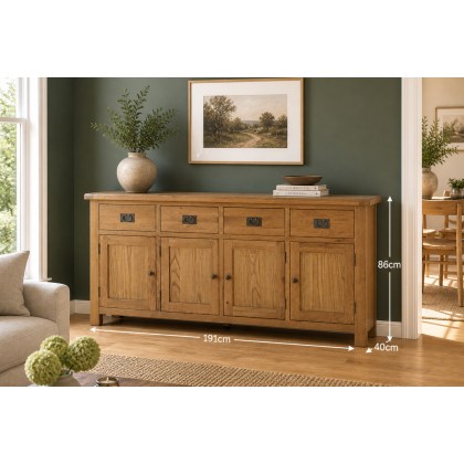 Salisbury Waxed Premium Oak Extra Large Sideboard