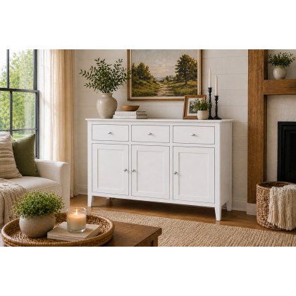 Hampstead Painted White 3 Door Sideboard