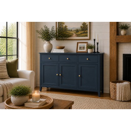 Harrogate Painted Blue 3 Door Sideboard