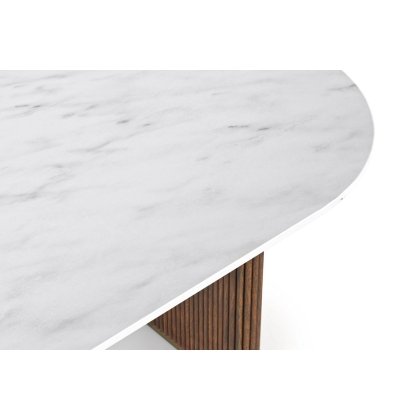 Harvard Reeded Mango Wood Small Media TV Stand with Marble Top