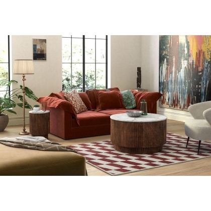 Harvard Reeded Mango Wood Storage Coffee Table with Marble Top