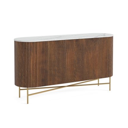 Harvard Reeded Mango Wood Large Sideboard with Marble Top