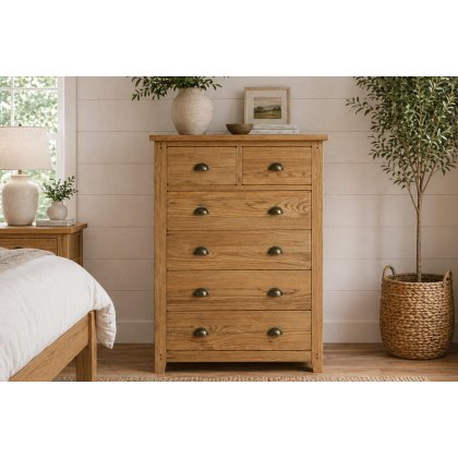 Burford Country Oak 6 Drawer Chest of Drawers