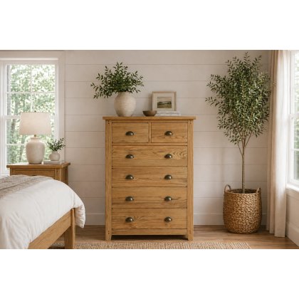 Burford Country Oak 6 Drawer Chest of Drawers